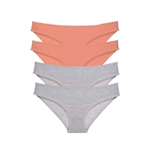 4 Adet Süper Eko Set Likralı Kadın Slip Külot Pudra Gri Çok Renkli