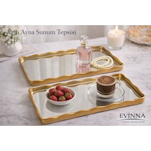 Evinna Altın Detaylı Aynalı Sunum Tepsisi 1 Adet