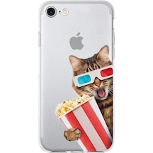 Apple Uyumlu iPhone Se İle 1mm Slim Fit Kedi 1 050b Baskılı Şeffaf Kılıf