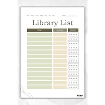 Kitap Listesi - A5 - 50 Sayfa - Kütüphane Listesi - Kitap Okuma - Library List - Book List - Planner Diğer