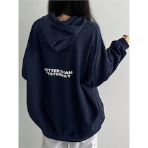 Startmore Lacivert Unisex Erkek/kadın Better Renkli Özel Baskılı Pamuklu Oversize Kapüşonlu