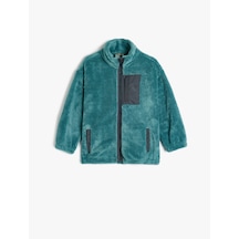 Koton Fermuarlı Polar Sweatshirt Dik Yaka Uzun Kollu Cep Detaylı Mavi 5wkb10570tk Mavi
