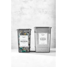 Etiketli 2li Strip Mega Boy Toz Ve Tablet Deterjan Saklama Kutusu 1x 3,5 Litre + 5,5 Litre Antrasit Şeffaf