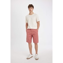 DeFacto Regular Fit Düz Paça Gabardin Bermuda Şort C5397AX24SMOG350