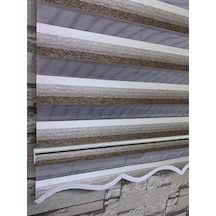 Kahve Krem Geçişli Zebra Perde (Etekli)