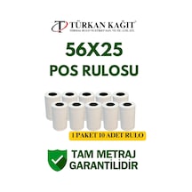 56x25 Termal Rulo - Yazarkasa Pos Rulosu 10 Paket 100 Adet