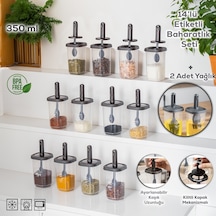 Porsima 1102 Kaşıklı 14'lü Baharatlık Seti Yağdanlıklı Antrasit