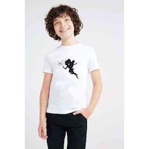 Tshirthane Silhouette Fairy Baskılı Unisex Çocuk Beyaz T-Shirt