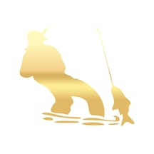 Balık Yakalayan Adam Sticker 17x17 Cm Gold