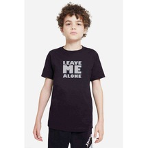 Leave Me Alone Baskılı Unisex Çocuk Siyah Tshirt