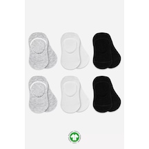 6'lı Silikonlu Babet Penye Çorap Bs30101b Gri Beyaz Siyah Renkli Çok Renkli
