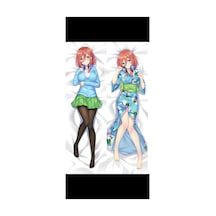 Nakano Miku Desenli Çift Yön Baskılı Sarılma Yastığı Kılıfı Çok Renkli