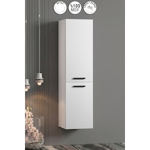 Çiğdem Kulplu 35 130 Cm Beyaz Mdf Asma Banyo Boy Dolabı