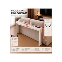 Café Royale Vintage & Usb-tech Konsol Raf - 3 Usb + 4 Priz Girişli Mdf Koltuk Arkası Raf Beyaz 180x85x12