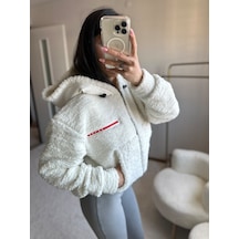 Moystore Prdd Peluş Yumoş Kısa Mont Beyaz
