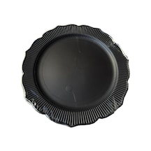 Parti Davet Piknik Doğum Günü Sert Plastik Mika Tabak - Siyah - 18 Cm. - 6'lı Paket Siyah