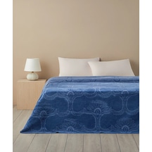 English Home Spread Pamuklu Çift Kişilik Battaniye Mavi