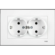 Karre Ikili Beyaz Sıva Altı Topraklı Priz Çerçeve Dahil