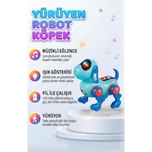 Yürüyen Robot Müzik Ve Işıklı 16 Cm Sallanan Kafalı Gerçekçi Haraketli Eğlenceli Oyuncak Köpek Turkuaz