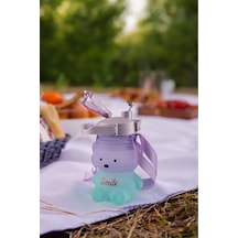 Ayıcıklı Motivasyonel Su Matarası Çocuk Su Matara Suluk 1400 Ml Sticker Etiketli Pipetli Bpa İçermez Diğer