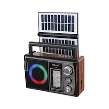 Güneş Panelli Nostaljik Fm Radyo Bluetooth Hoparlör Şarjlı Kablosuz Speaker Sd Kart Usb Girişli