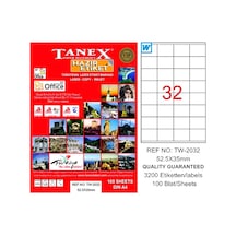 Tanex Laser Etiket 100 Yp 52.5x35 Laser-copy-ınkjet Tw-2032 Diğer