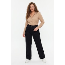 Dekploy Kadın Yüksek Bel Wide Leg Denim Bol Pantolon Bgl-st05449 Siyah