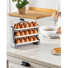 Stile Cucina 30 Bölmeli Yumurtalık, 3 Katlı Yumurta Saklama Rafı, Beyaz Antrasit, Plastik, 28.4x23x10.2 Cm Diğer