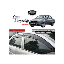Fiat Albea Palio Siena Hb&Sedan Uyumlu Mugen Cam Rüzgarlığı Seti Piano Black 4'lü İthal (00) (ŞüsCarOto Aksesuar)