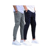 Madmext Lacivert/füme Paçası Lastikli 2'li Paket Erkek Eşofman Altı E7446 Füme/lacivert