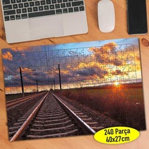 Tren Rayları Ve Gün Batımı 240 Parça Puzzle Yapboz-81148616