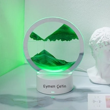 İsme Özel 3d Hareketli Kum Sanat Resmi Yuvarlak Cam Derin Deniz S