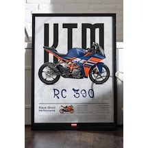 Ktm Rc 390 Siyah Ahşap Çerçeveli Poster, Dekoratif Motosiklet Duvar Tablosu