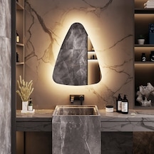 40x51 Cm Modern Asimetrik Led Ayna Dokunmatik, Dim Edilebilir, 3000k Günışığı Banyo Aynası Sarı