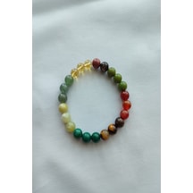 Badeaccessories 8 Mm Sitrin, Zebercet,malahit, Yeşim, Rodonit, Doğal Taş Bileklik Çok Renkli