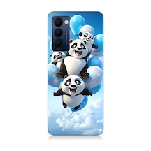 Tecno Camon 18 Uyumlu Silikon Kılıf Uçan Sevimli Pandalar