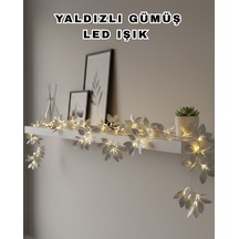 Yaldızlı Gümüş Yaprak Led Işık Pilli Dekoratif Ortam Ve Yılbaşı Aydınlatması Renkli 98747792