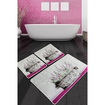 Polipra Banyo Halısı Djt 3 Lü Set Beyaz - Pembe