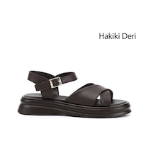 Gönderi(R) Gönderi R Kadın Kahve Antik Tokalı Bantlı Hakiki Deri Sandalet Dyza75645262 Kahverengi