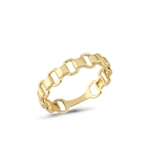 14 Ayar Altın İç İçe Geçme Yüzük Yeşil Altın