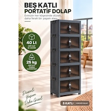 5 Katlı Portatif Organizer Dolap 200 Lt Gri
