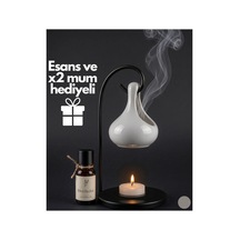 Modern Damla Tasarımlı Seramik Buhurdanlık Seti Askılı Hediye Uçucu Yağ Ve Mum İlaveli