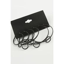 Ilkeshop Noktalı İç İçe Metal Halka Küpe 6 Adet-siyah çok renkli 73990496