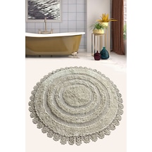 Regnum Cotton Bej Çap 100x100 cm Pamuklu Yıkanabilir Banyo Halısı Banyo Klozet Takımı
