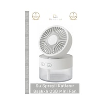 Minifan Şarjlı Led Işıklı Sulu Masaüstü Soğutucu Nemlendirici Katlanır Başlıklı Usb Mini Fan