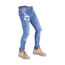 Erkek Mavi Dar Paça Denim Açık Mavi