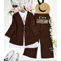 Lovie Moda Kadın Bağcıklı Takım Kahverengi