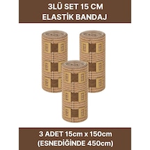 Elastik Bandaj Seti 3 Lü 3x15cm 12 Klipsli 4,5 Metreye Kadar Uzar, Spor Ve Günlük Kullanım