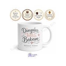 Dünyalar Tatlısı Babam Yazılı Kupa Bardak Babalar Günü Hediyesi Beyaz / Çok Renkli