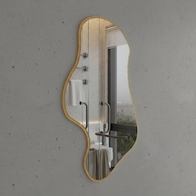 50x85 Cm Dalgalı Altın Çerçeveli Asimetrik Ayna Banyo Ve Dekor İçin Irregular Organik Form Duvar Aynası Altın
